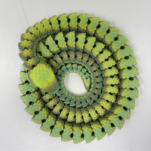 Articulating Snake 3D Printed 5' Long (60") Green Blue Color Décor Gift - Picture 2 of 7